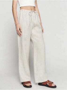 Reformation Olina Linen Pant in Oatmeal